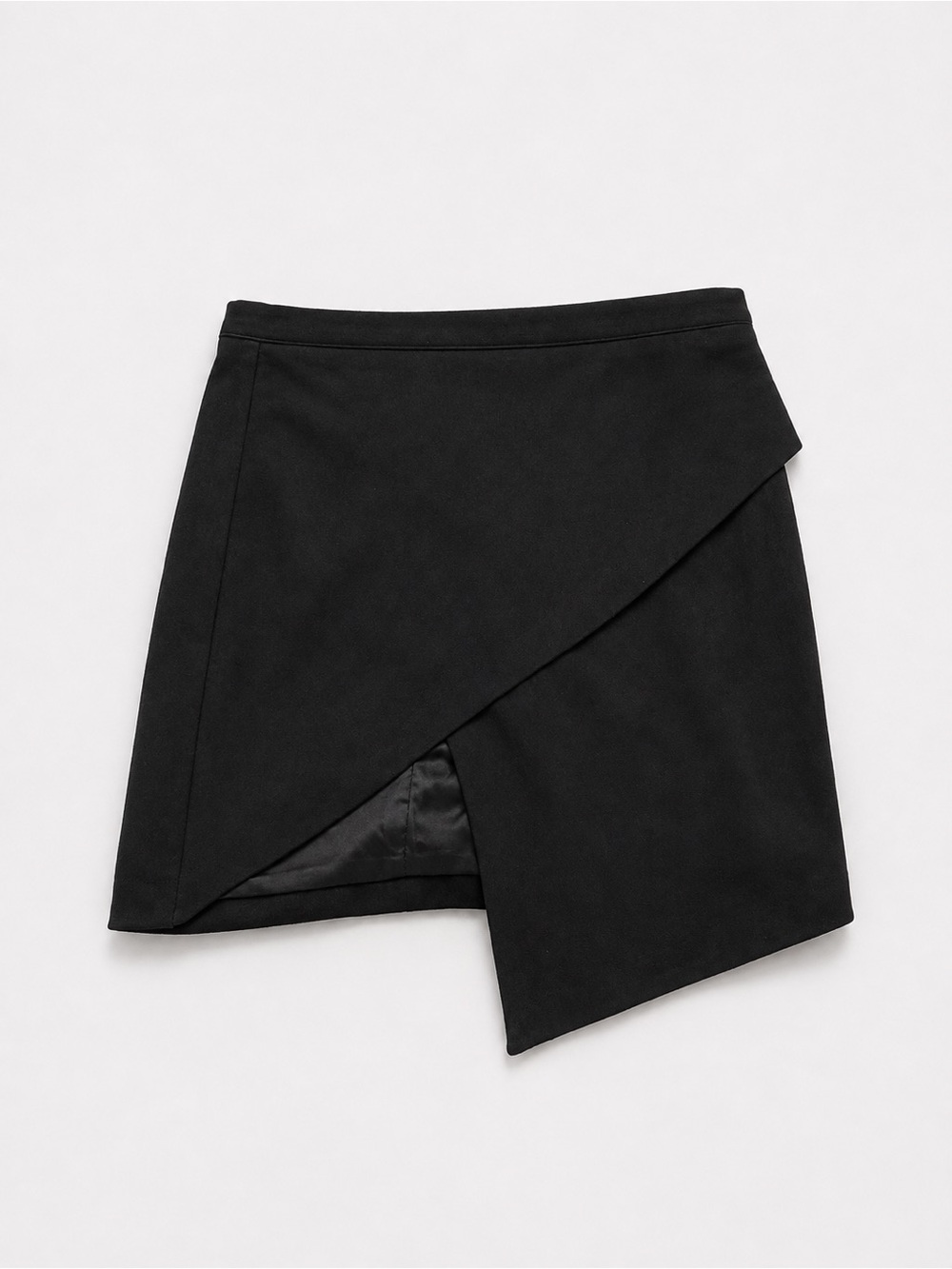 Vici Black Asymmetrical Wrap Mini Skirt